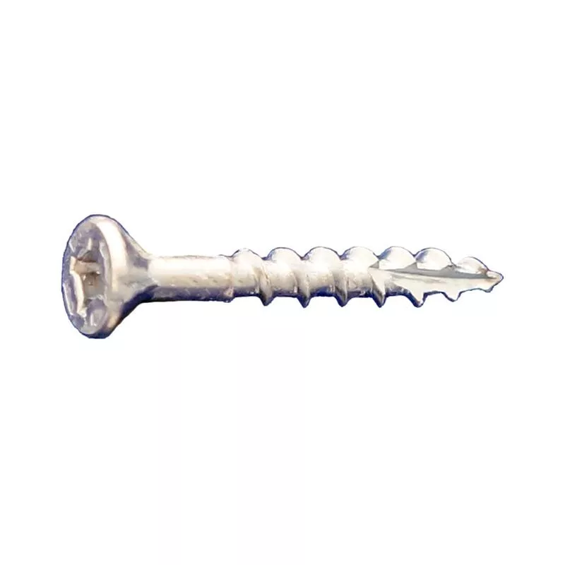 #8 x 1-1/4 " #2 SQ/PH Flat Head Type 17 Wood Screw w/Nibs - Zinc, Pkg 7500