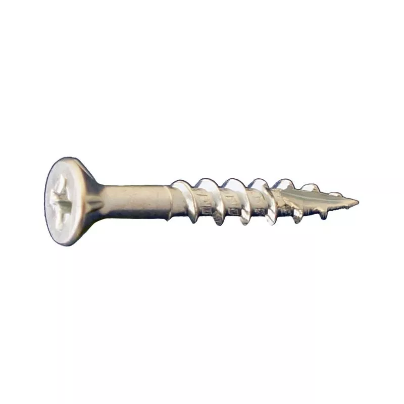 #8 x 1-3/4 " #2 Phillips Flat Head Type 17 Wood Screw w/Nibs - Zinc, Pkg 4000