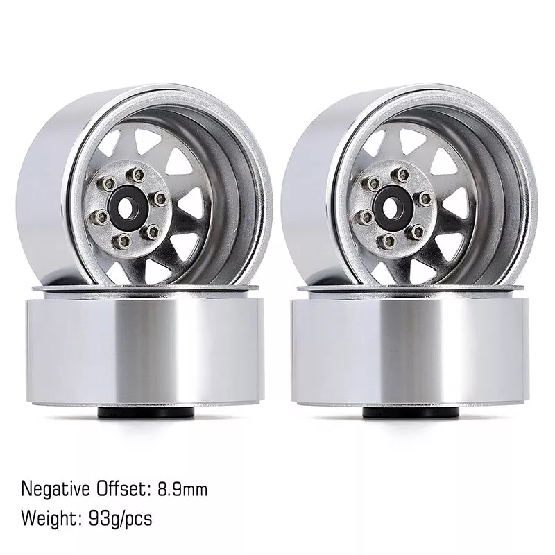 [US Clearance Deal] 4PCS 1.9" Negative Offset 8.9mm Deep Dish Beadlock Rims for 1/10 RC Crawler (W1940)