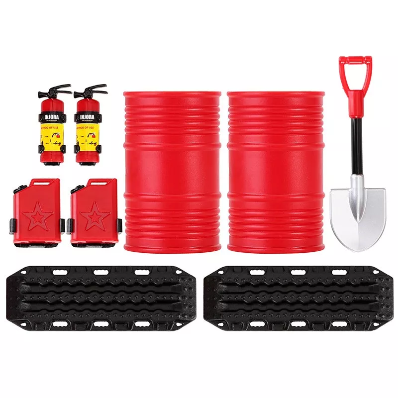 [US Warehouse] Mini Fuel Tank Fire Extinguisher Shovel Oil Drum Scale Accessories for 1/24 1/18 RC Crawlers