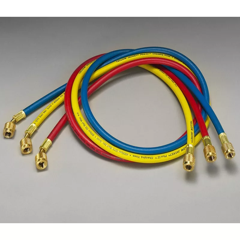 Yellow Jacket 21985 PLUS II 1/4 Charging Hoses With Double Barrier Protection