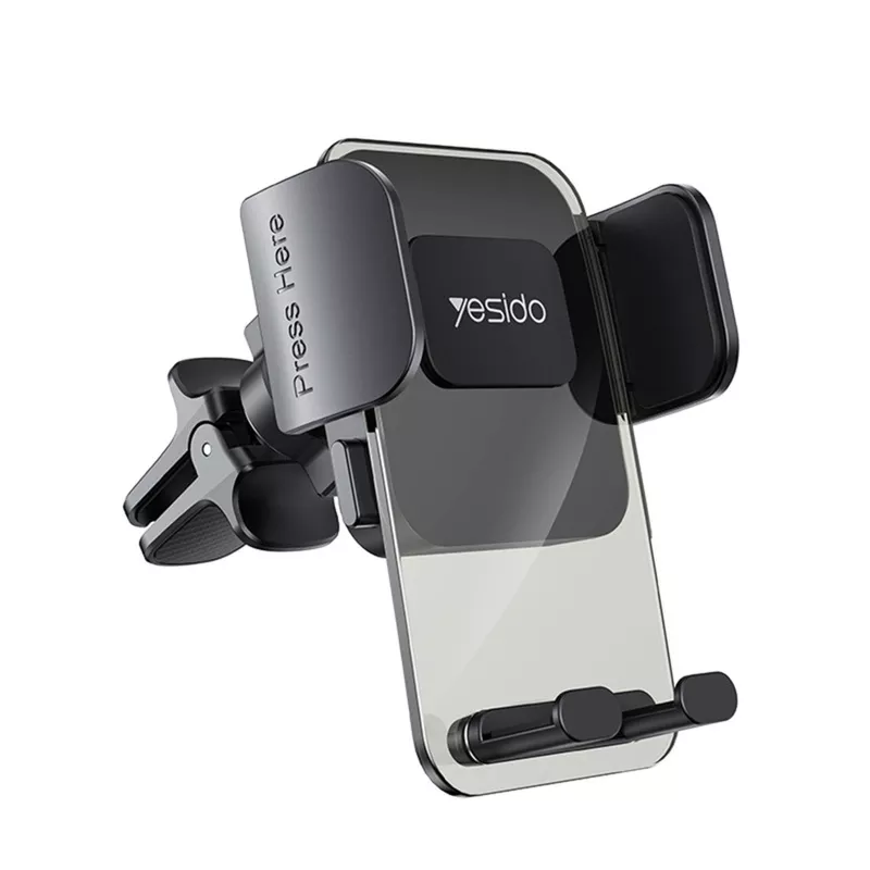 YESIDO Eagle Mouth Car Phone Holder with Transparent Panel - Black